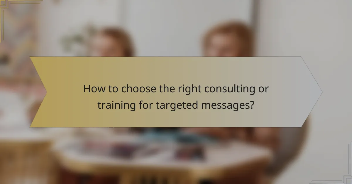 How to choose the right consulting or training for targeted messages?