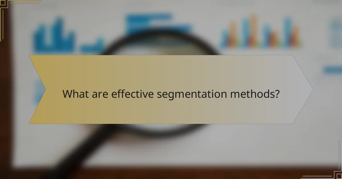 What are effective segmentation methods?